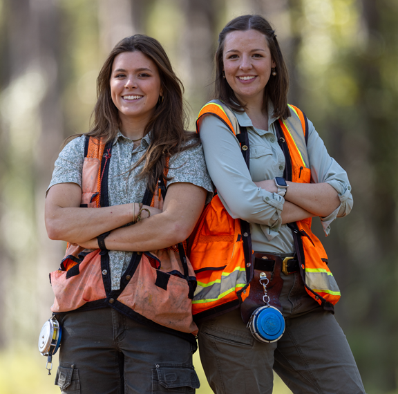 Two female employees in forest