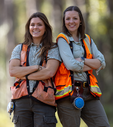 Two female employees in forest