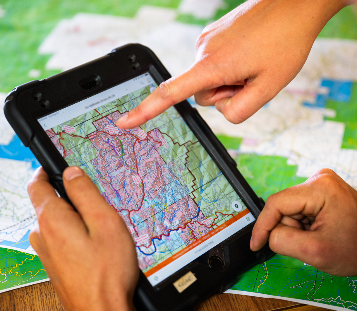 Tablet displaying a map