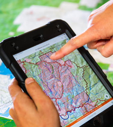 Tablet displaying a map